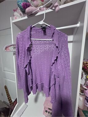 Studio 1940 Lavender Open-Front Knit Cardigan